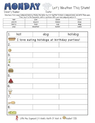Cloudy With A Chance Of Meatballs | Reading Activity Packet – sample page 2
