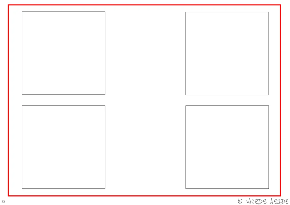 First blank four-card template in the clothing cognitive perceptual resource, without clothing pictures