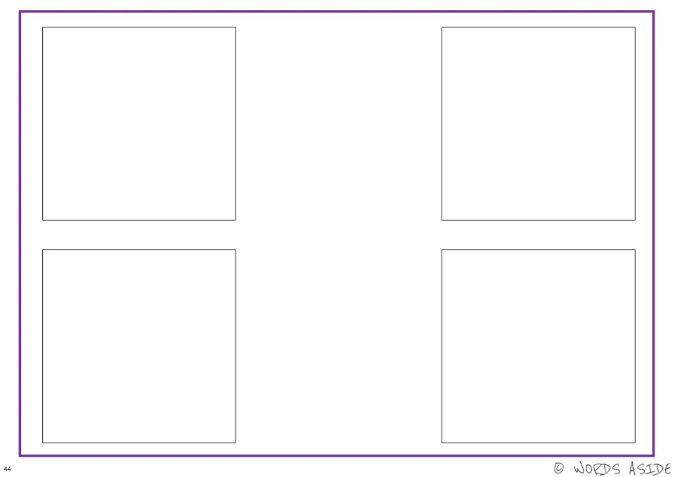 Second blank four-card template in the clothing cognitive perceptual resource, without clothing pictures