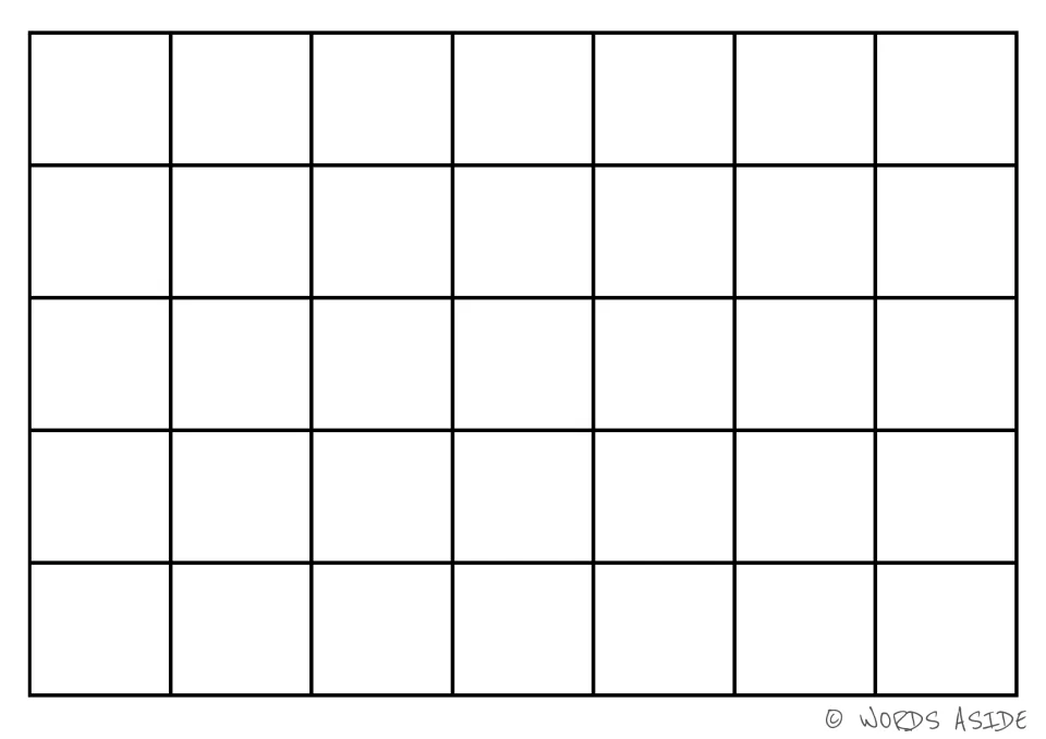 Blank cognitive processing activity board with 35 empty positions, part of the board and matching card set