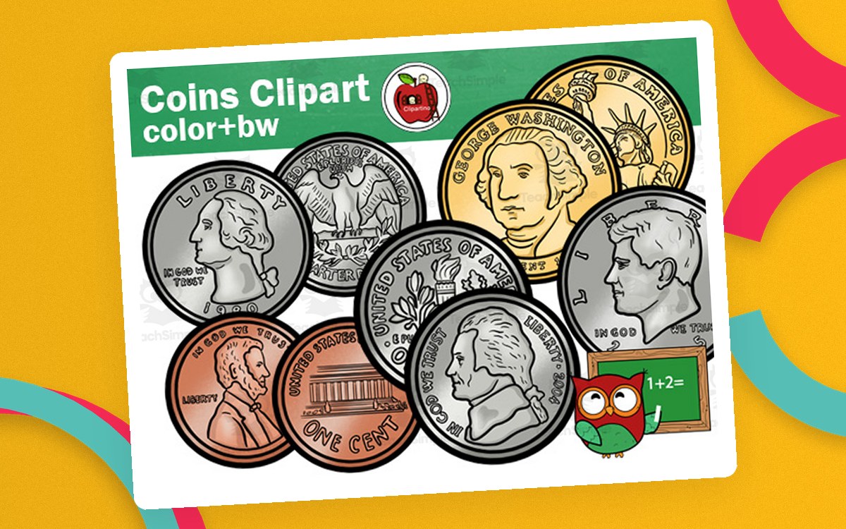 USA Coin Clip Art cover with realistic coin images.