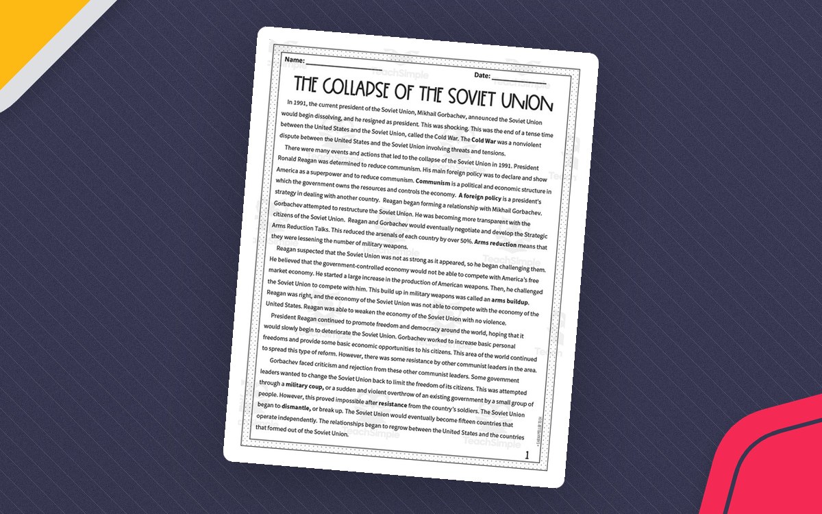 Collapse of the Soviet Union Reading Packet preview