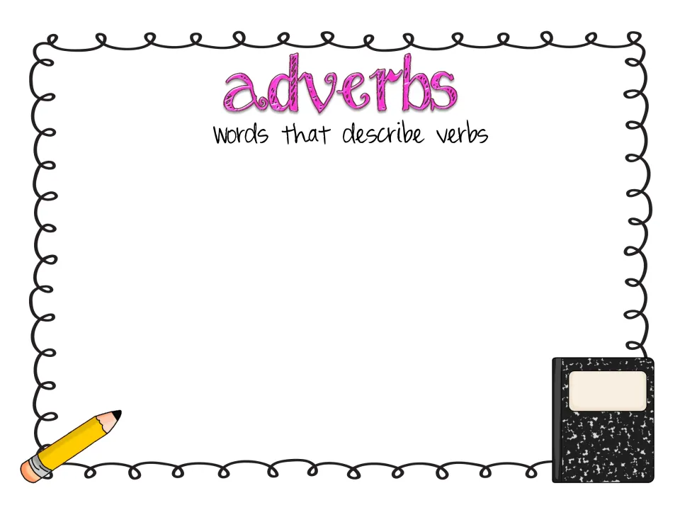 Adverbs: students list words that describe verbs, collecting a set of adverbs to pair with actions in their writing