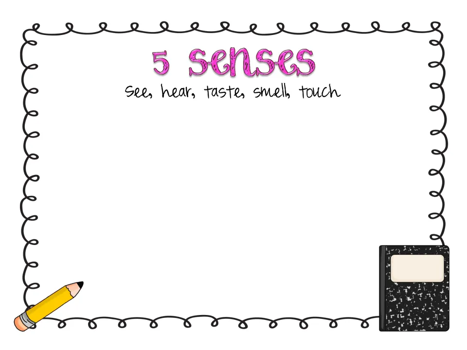 5 senses: students collect sensory words for what they see, hear, taste, smell and touch to use in descriptive writing