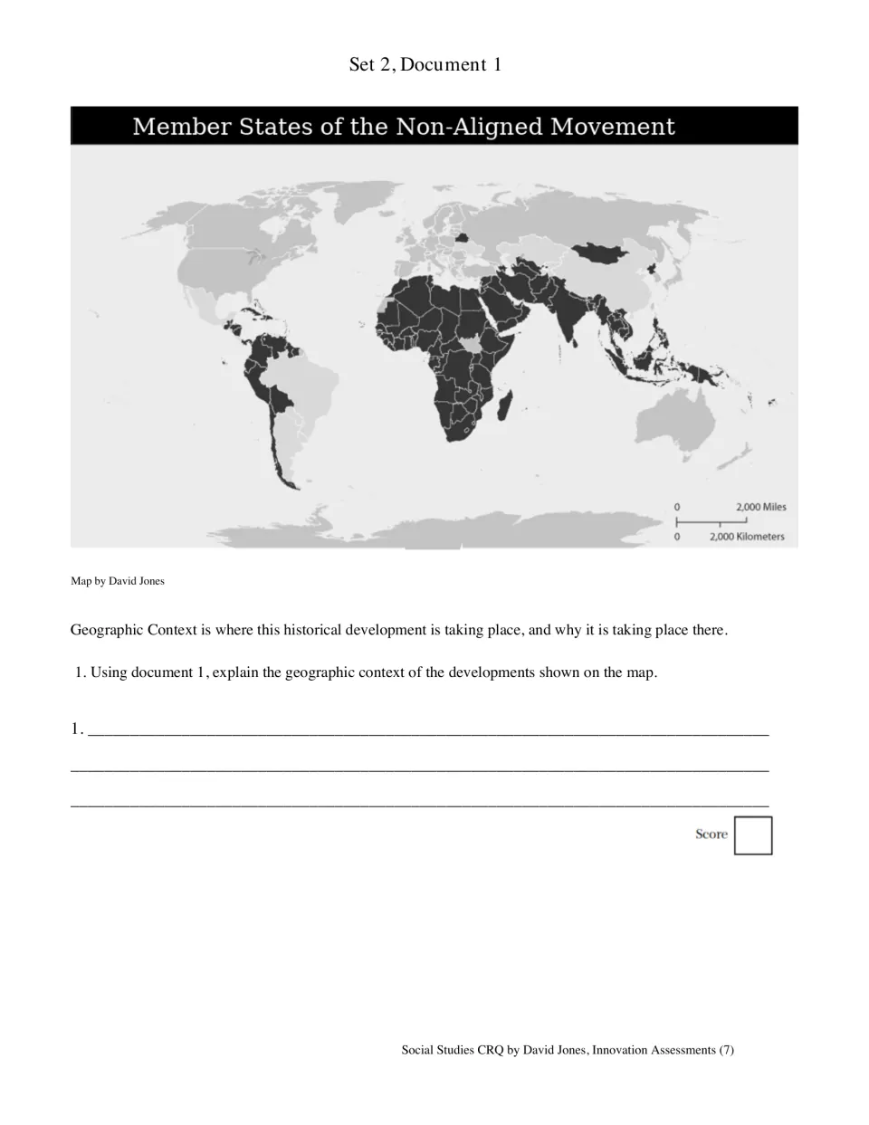 Set 2, Document 1: a map of Non-Aligned Movement member states followed by a geographic context question