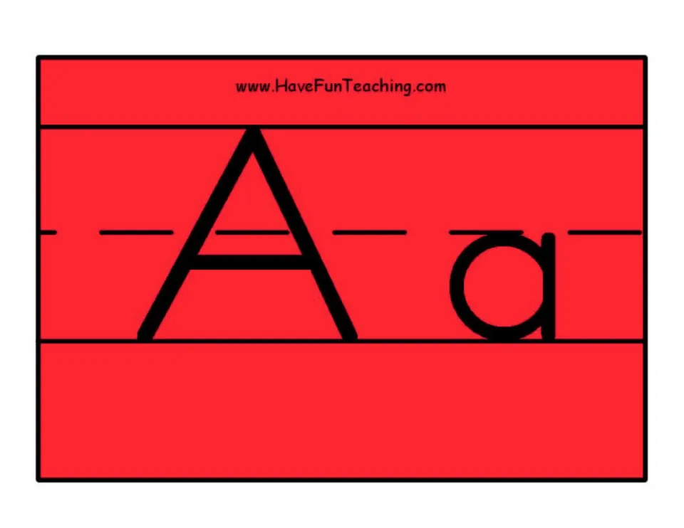Alphabet poster 1 in the set: uppercase A and lowercase a, paired for identifying both forms of the letter.