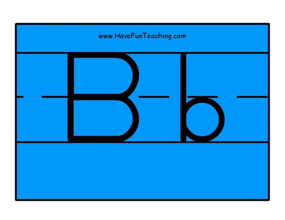 Alphabet poster 2 in the set: uppercase B and lowercase b, paired for identifying both forms of the letter.