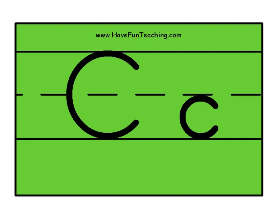 Alphabet poster 3 in the set: uppercase C and lowercase c, paired for identifying both forms of the letter.