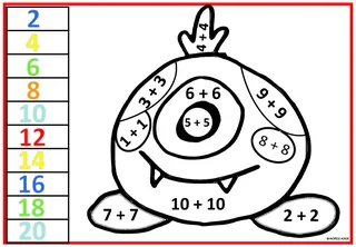 Monster Addition Doubles Facts – Color by Number – sample page 2