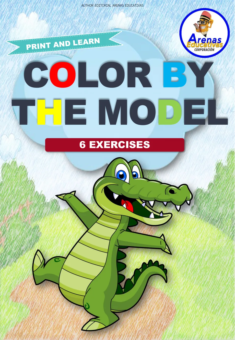 Cover of Color by the Model, labeled '6 Exercises' and 'Print and Learn,' by Editorial Arenas Educativas