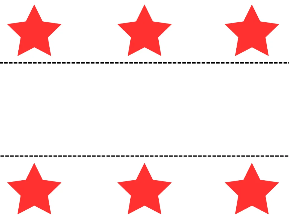 Cut-out pieces: two strips of red stars to cut on the dashed lines and use as bands for the color crowns