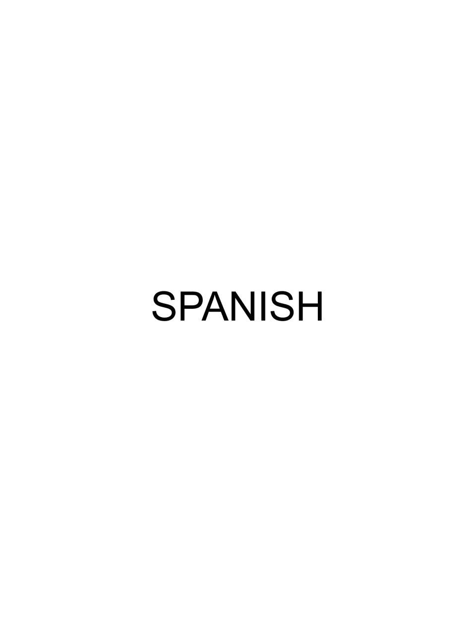 Divider page with the single word SPANISH in large letters, marking the start of the Spanish color posters