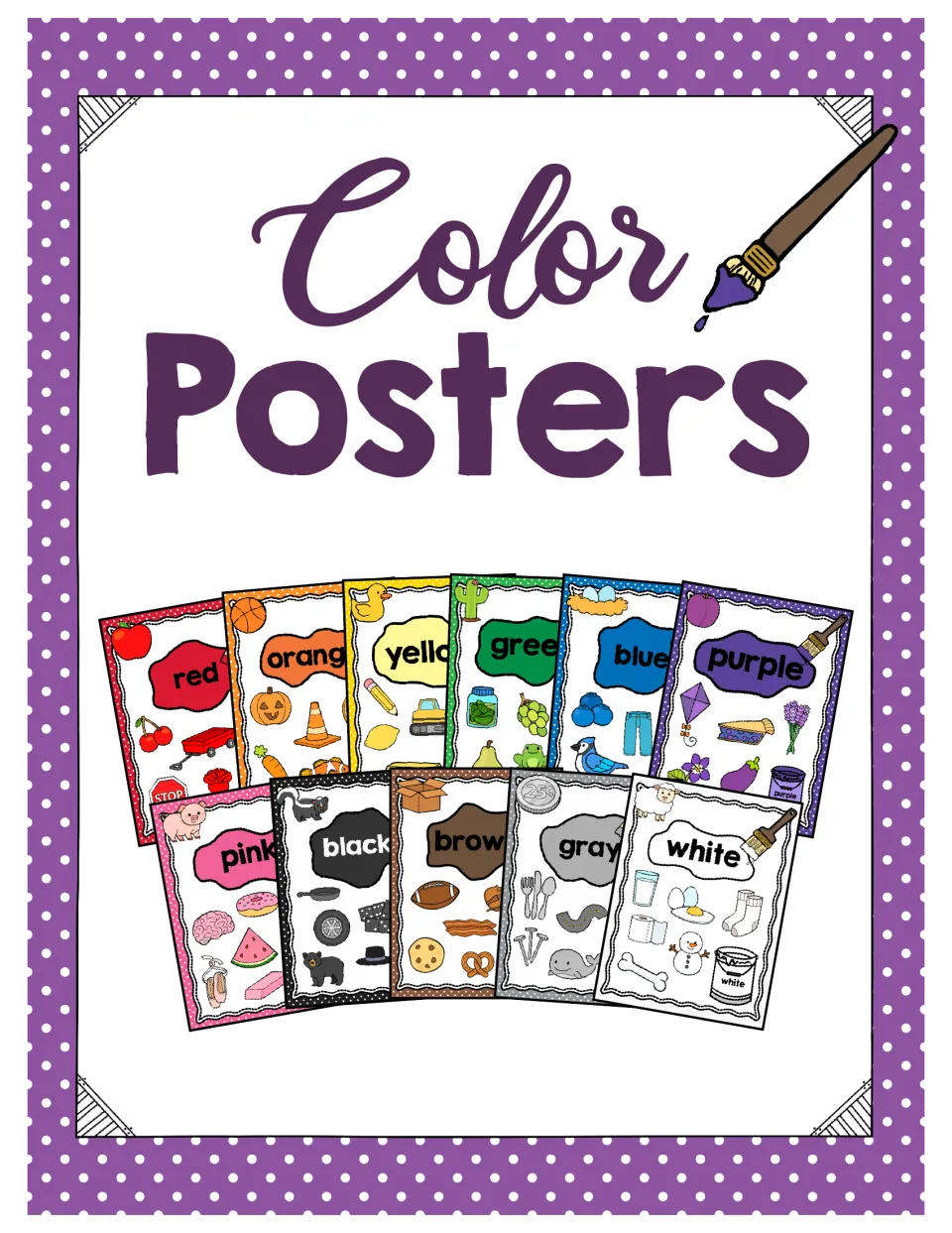 Color Posters cover showing 11 posters: red, orange, yellow, green, blue, purple, pink, black, brown, gray and white
