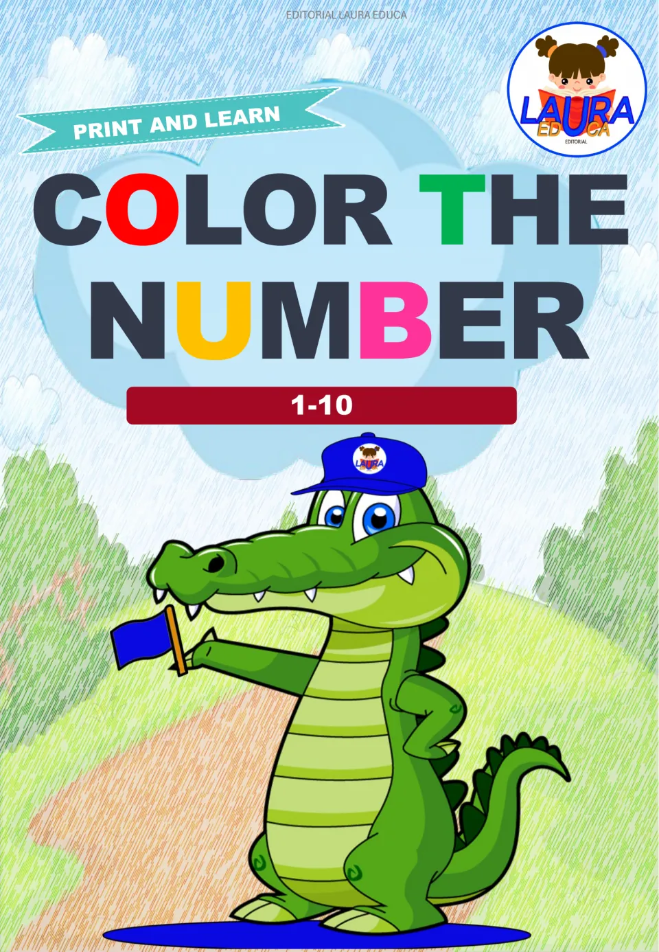 Cover of Color the Number, identifying the number range 1–10 and displaying the heading 'Print and Learn'.