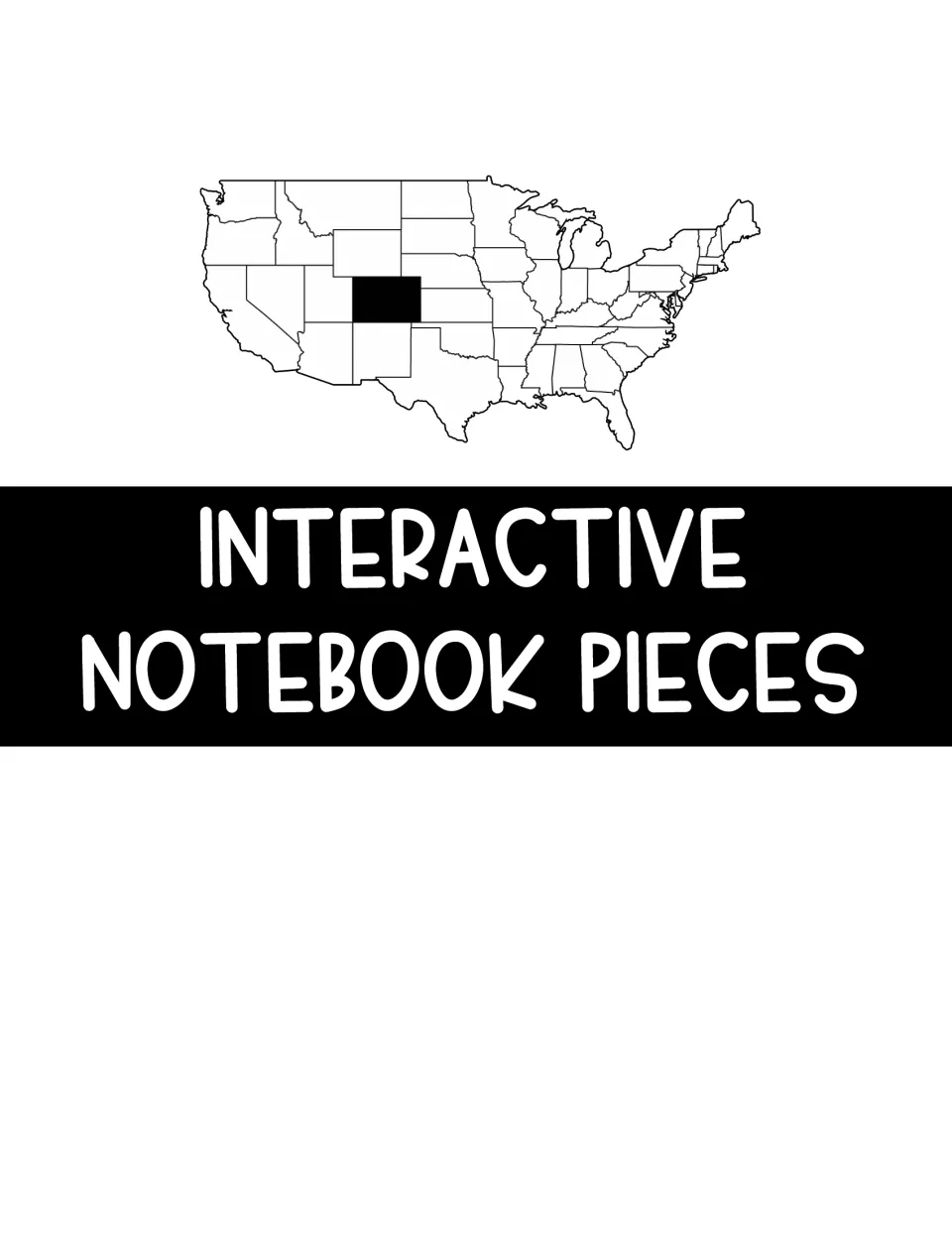 Section title for the interactive notebook pieces, shown under a U.S. map with Colorado shaded in black