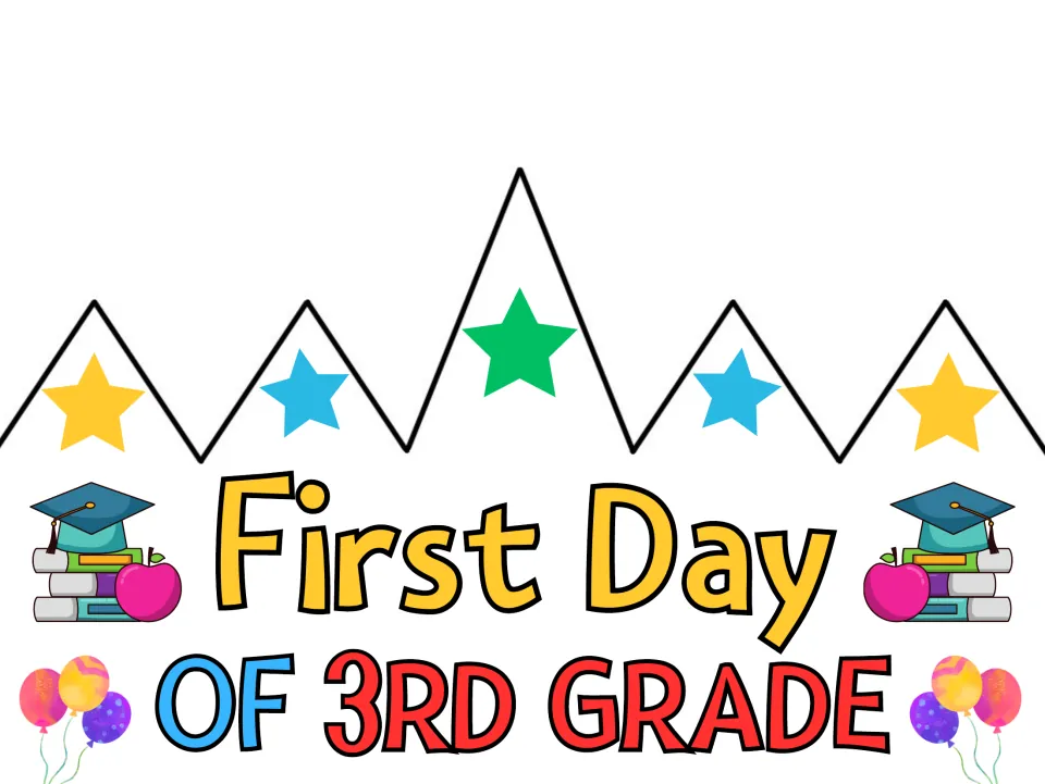Colored cut-out crown reading "First Day of 3rd Grade," the third-grade design in the first-day crown set