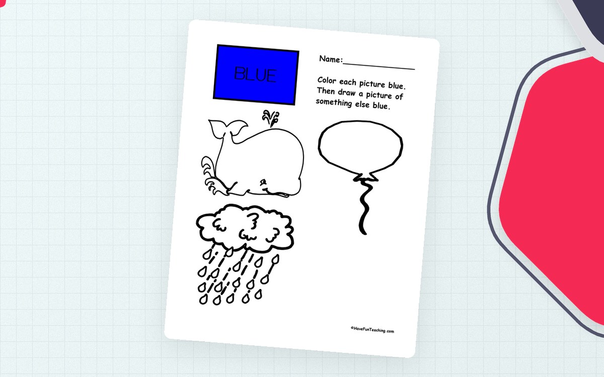 Coloring Blue Pictures Worksheet preview: A set of pictures designated for blue coloring
