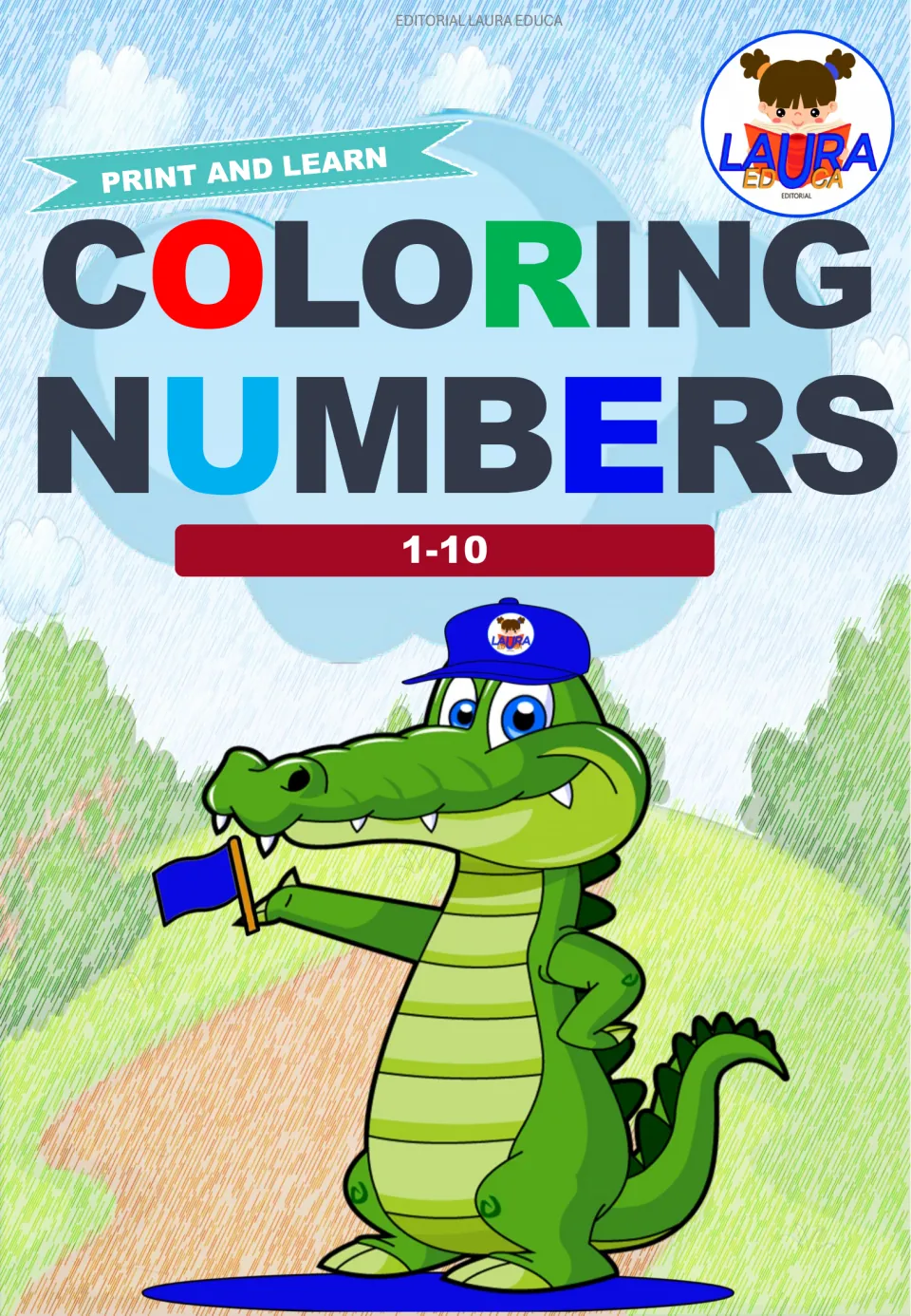 Cover of the number coloring flashcard resource, labeled 'Coloring Numbers,' '1–10,' and 'Print and Learn'