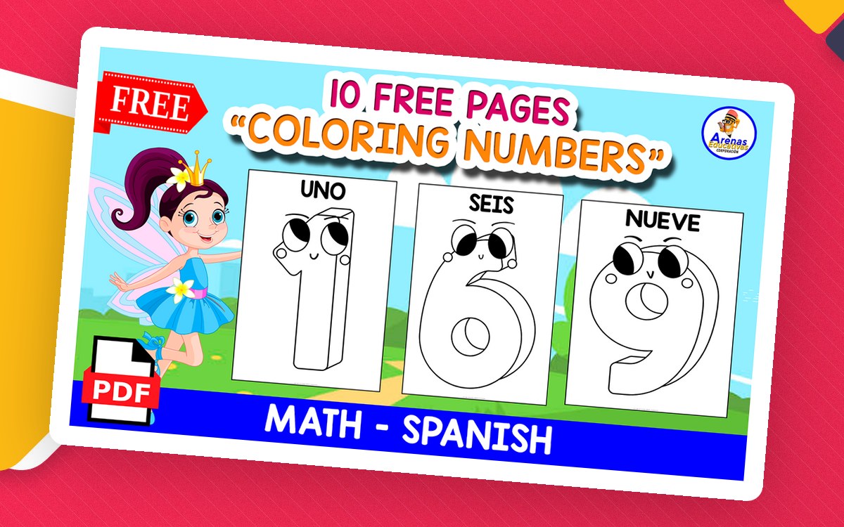 Coloring Numbers in Spanish cover with uno, seis, nueve, and picture numerals