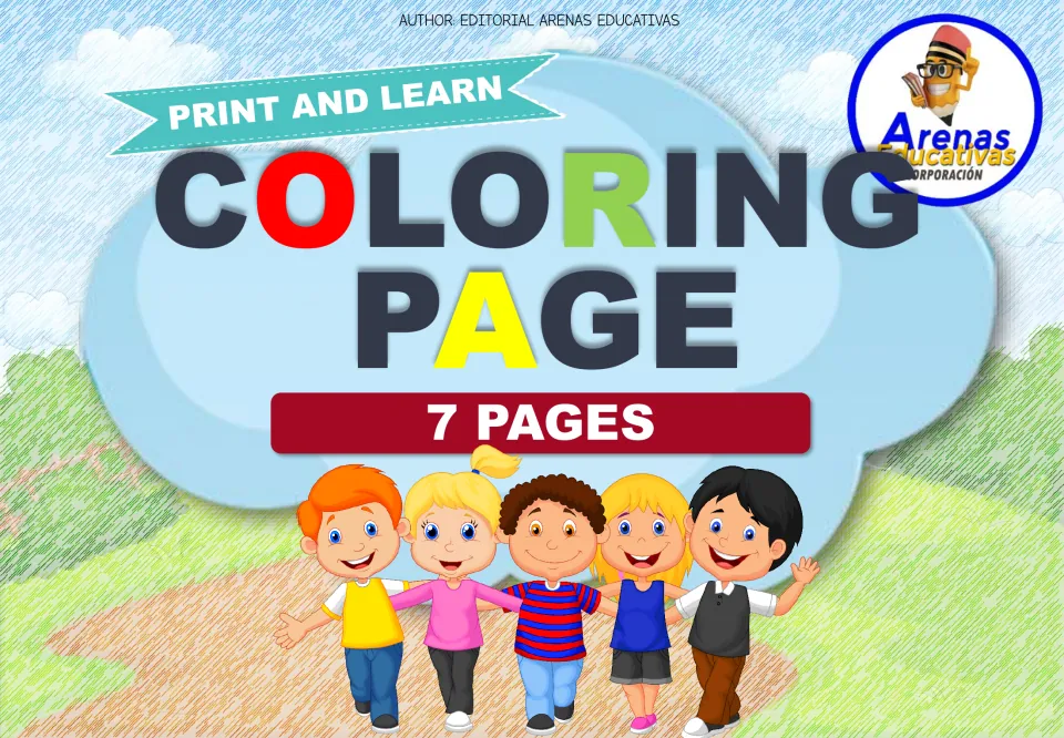 Cover of the seven-sheet coloring resource, labeled 'Print and Learn,' 'Coloring Page,' and '7 Pages'