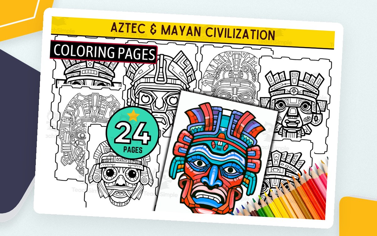 Coloring Pages: Ancient Wonders to Color Aztec & Mayan Civilization preview