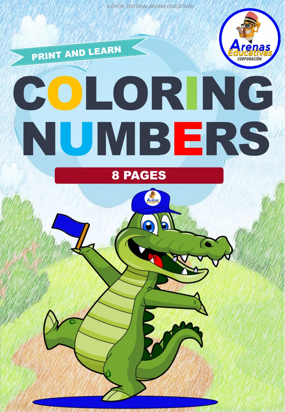 Cover of the animal number coloring resource, titled 'Coloring Numbers' and labeled '8 Pages'