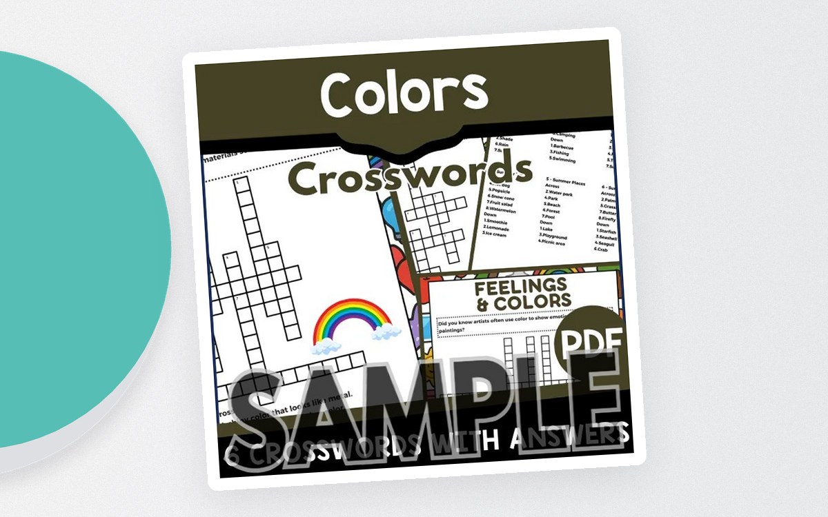 Colors Crossword: 1 Page Sample (PDF) preview