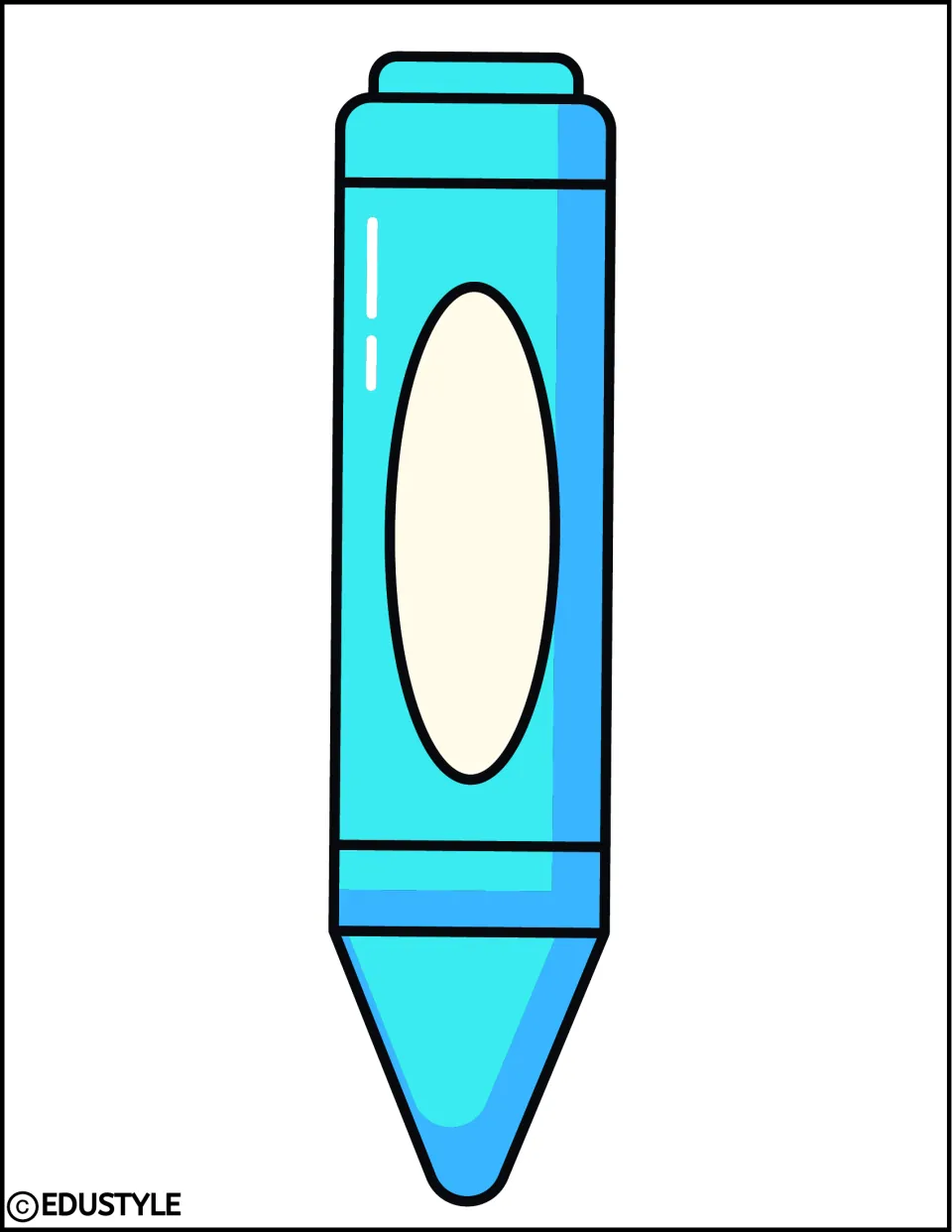 Turquoise crayon cutout with blue shading, part of the back-to-school bulletin board and door decor kit