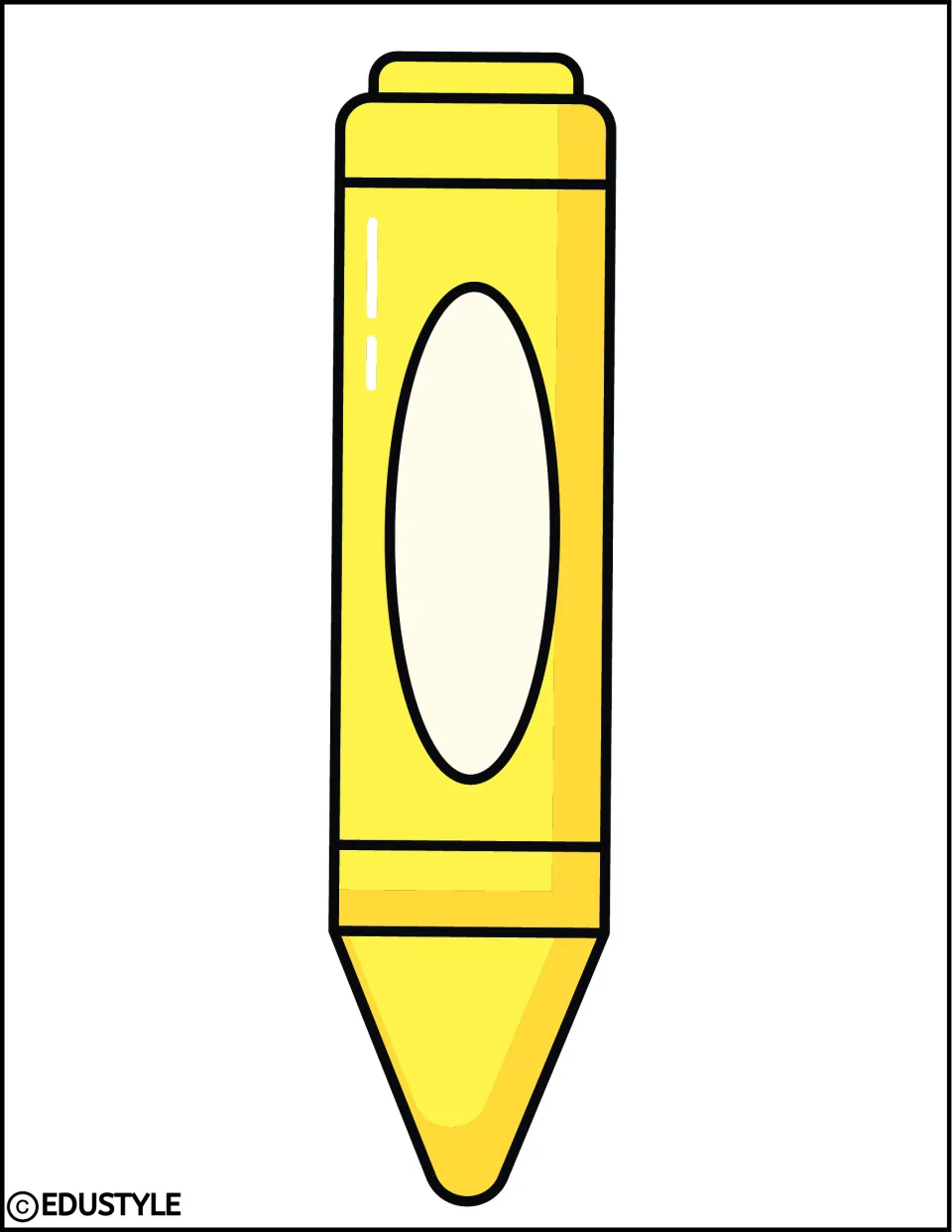 Bright yellow crayon cutout with a blank label, part of the back-to-school bulletin board and door decor kit