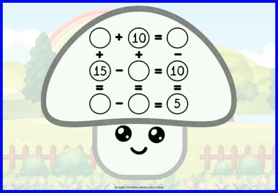 Arithmetic exercise 3: missing-number addition and subtraction equations, including 15 − blank = 10