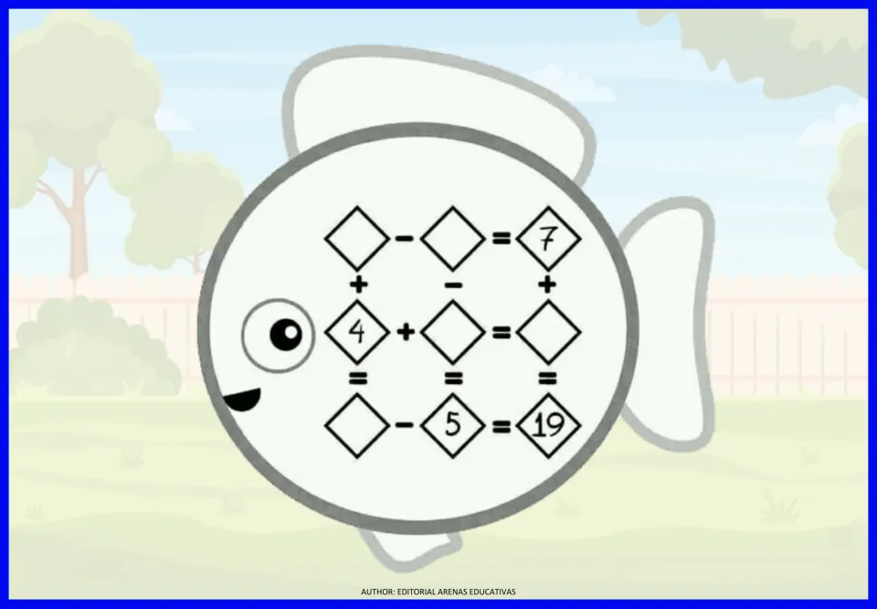 Arithmetic exercise 8: missing-number addition and subtraction equations, including blank − 5 = 19