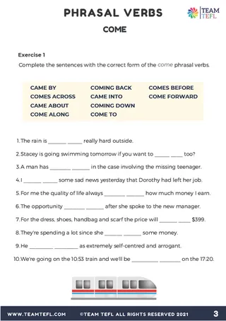 Come | Phrasal Verbs Exercises – sample page 3