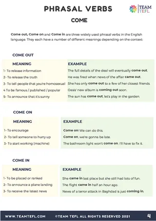 Come | Phrasal Verbs Exercises – sample page 4