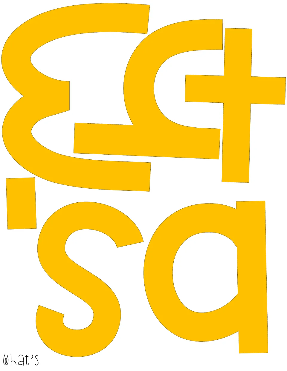 Solid yellow-orange cut-out letters and apostrophe spelling "What's", the third headline word of the Halloween display