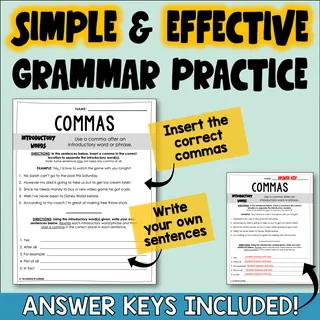Commas Worksheets - 4 Grammar Practice Activities Worksheets – sample page 2