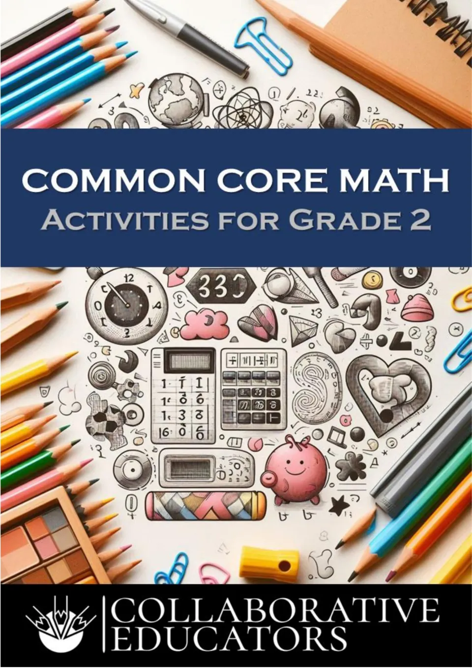 Cover of Common Core Math Activities for Grade 2, a worksheet packet credited to Collaborative Educators