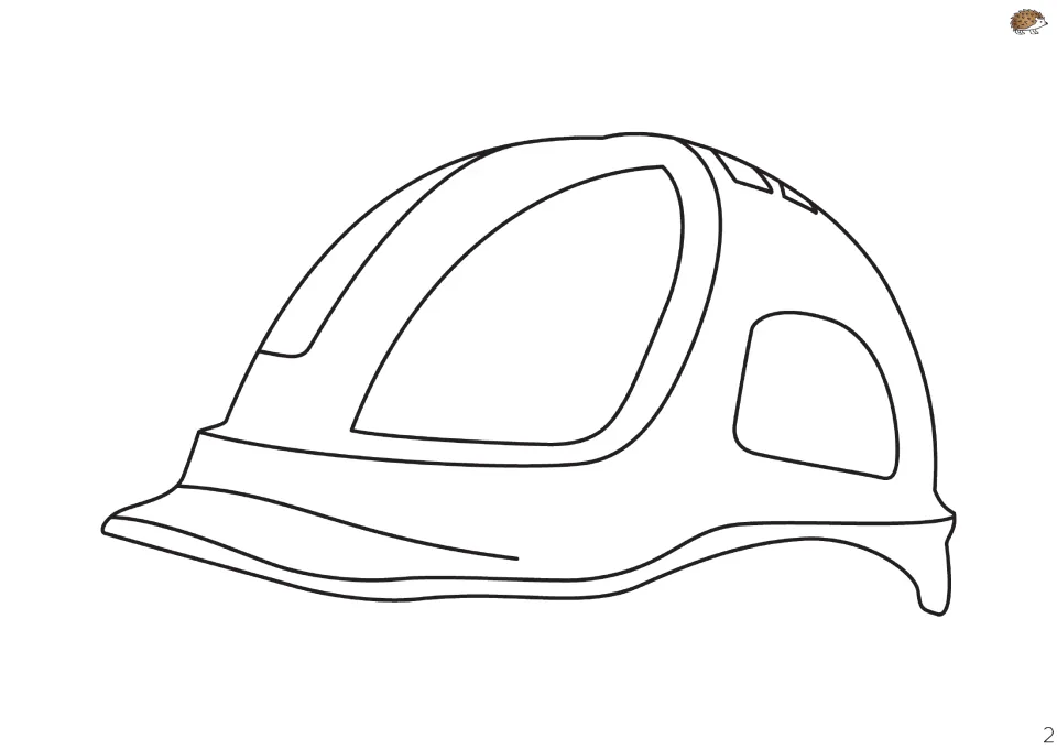 Construction helmet cut-out piece: outline of a hard hat facing left for students to color, cut and attach to a headband