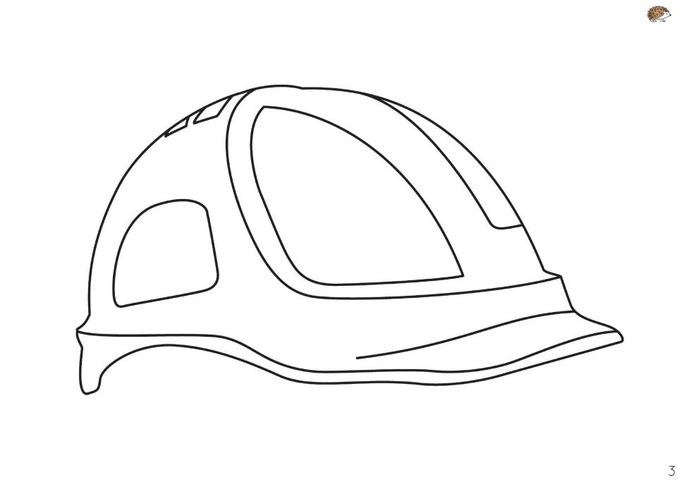 Construction helmet cut-out piece: matching hard hat outline facing right, forming the other side of the builder hat