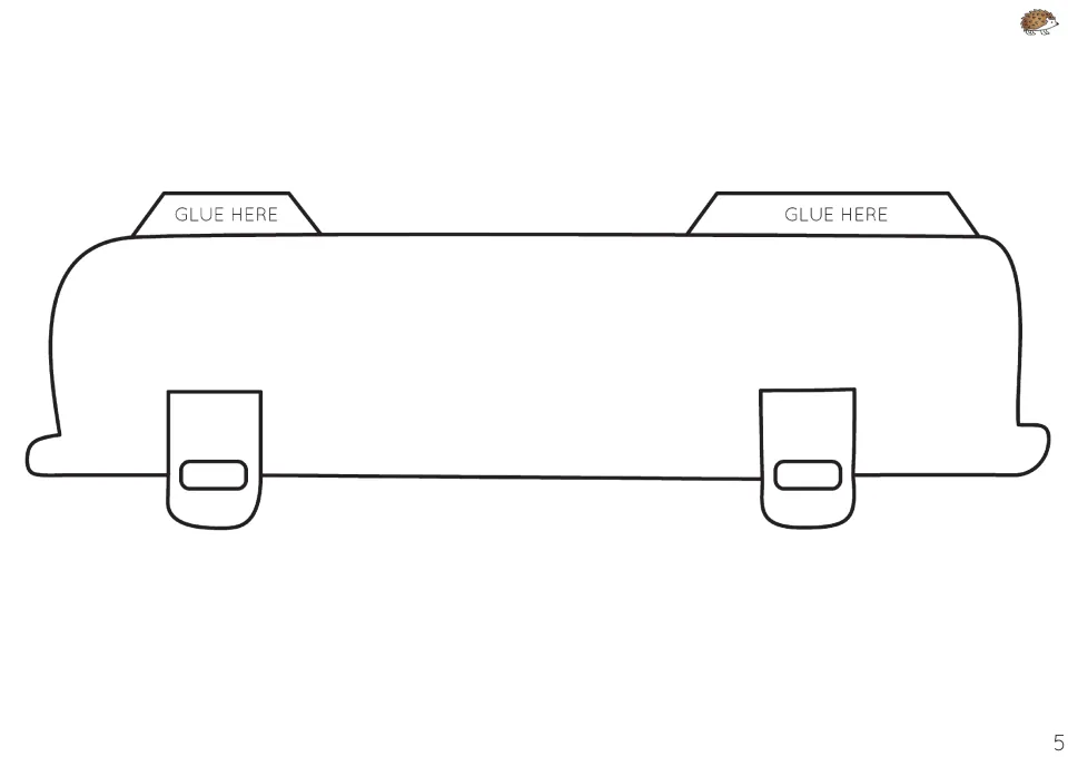 Toolbox cut-out piece: long panel with two latch clasps and two glue-here tabs that join it to the toolbox body