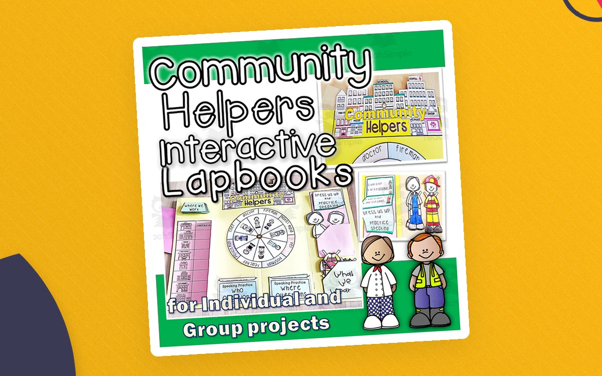 Community Helpers - Jobs Interactive Lapbook preview: Nineteen-page interactive lapbook