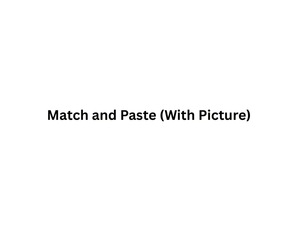 Section title page reading Match and Paste (With Picture), introducing the picture-supported matching worksheets
