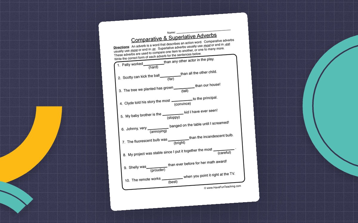 Comparative & Superlative Adverbs Worksheet preview