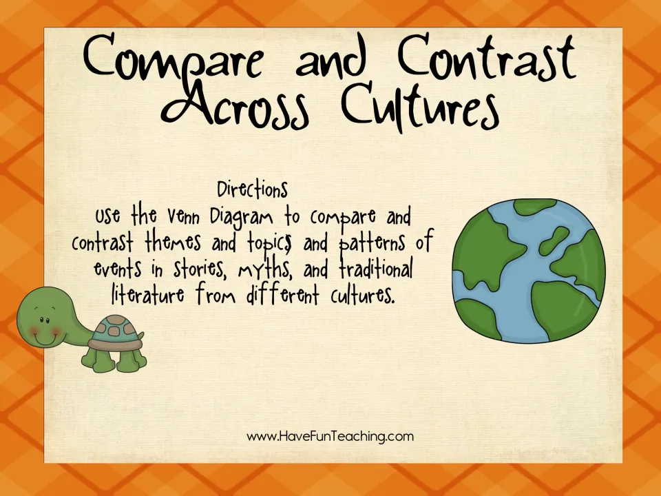 Cover and directions for comparing themes, topics, and event patterns in stories from different cultures.