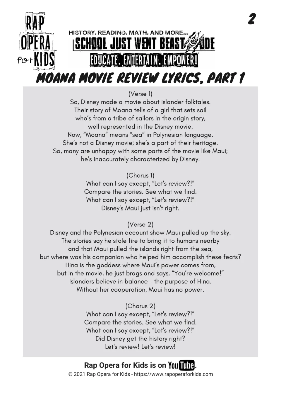 Moana movie review lyrics, part 1: rap verses and choruses on Maui, Hina and where Disney differs from islander tales