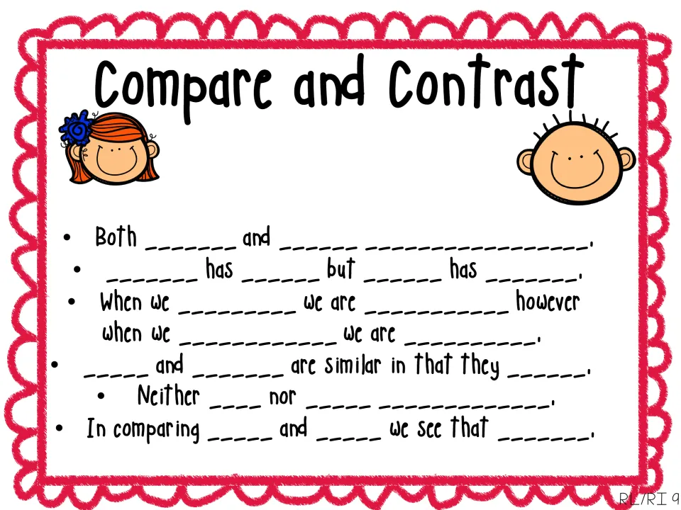 Sentence frames for comparing and contrasting: six stems such as Both... and, Neither... nor, and In comparing