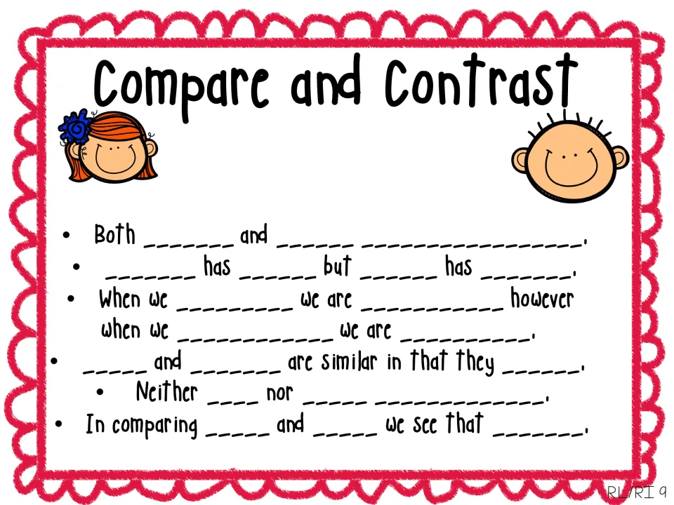 Second copy of the six compare and contrast sentence stems, including "are similar in that they" and "however"