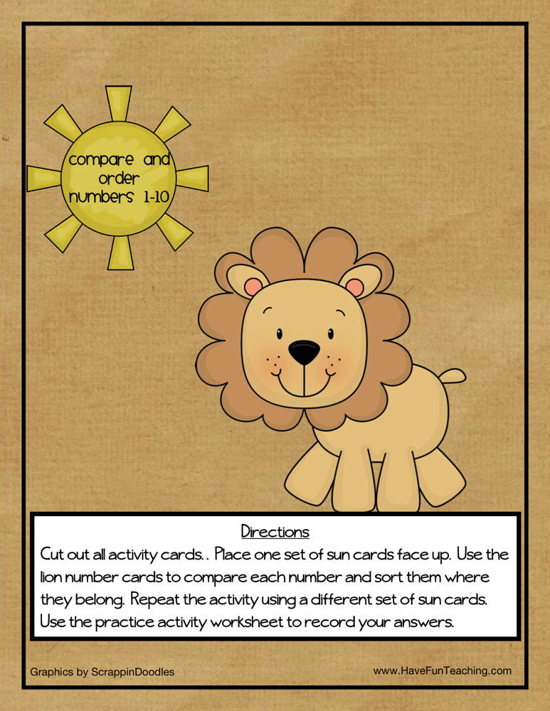 Comparing and Ordering Numbers 1-10 Activity by Teach Simple