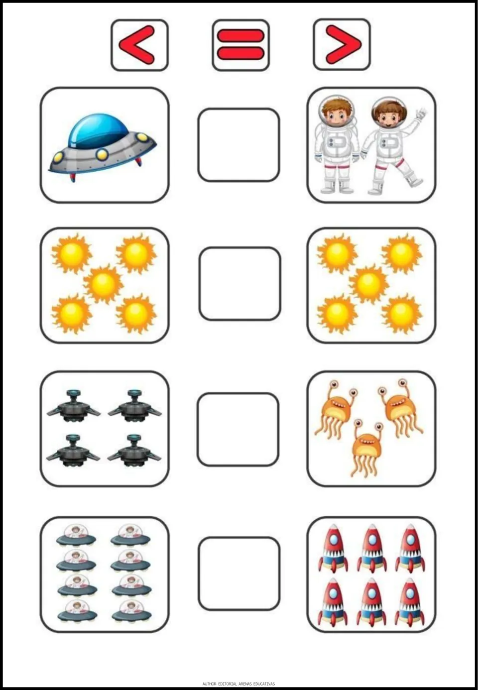Picture comparison worksheet 3: compare space groups using <, =, or > for 1 vs. 2, 5 vs. 5, 4 vs. 3, 8 vs. 6
