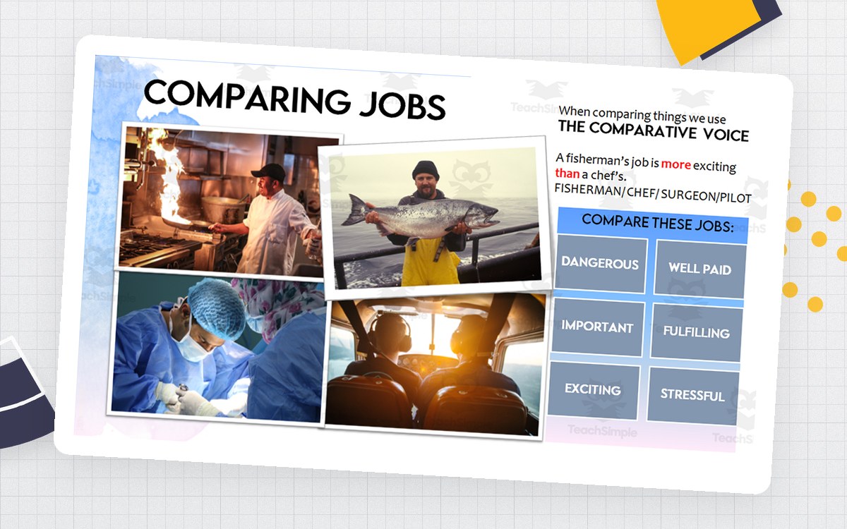 COMPARING PICTURES ENGLISH SPEAKING preview: A comparative-language sentence-starter reference slide