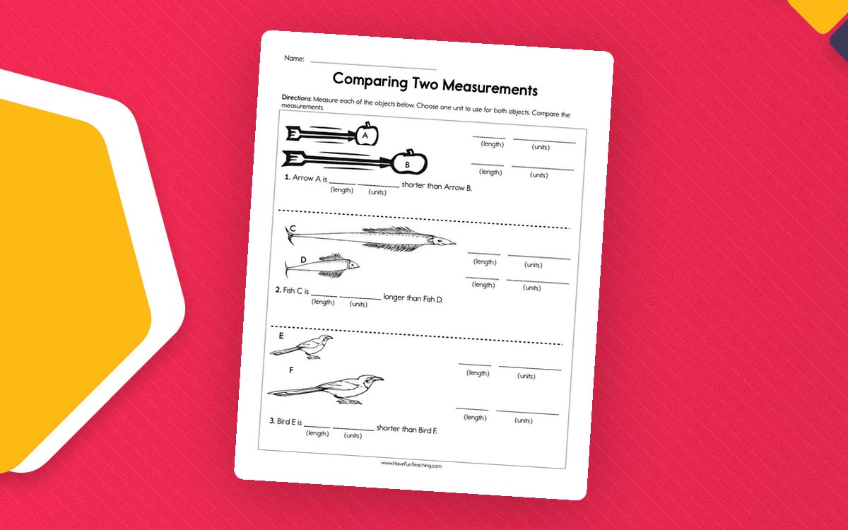 Comparing Two Measurements Worksheet teaching resource preview